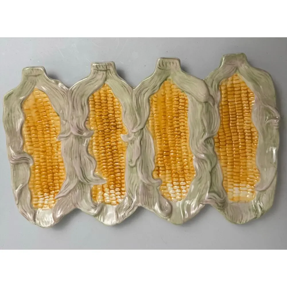 ND Exclusive Corn on the Cob Serving Platter Majolica MCM Farmhouse Summer VNTG